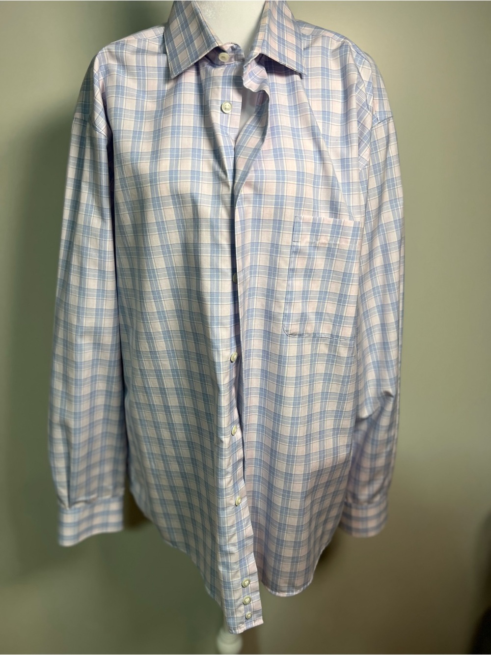 Pronto Uomo Light Blue & White Plaid Dress Shirt